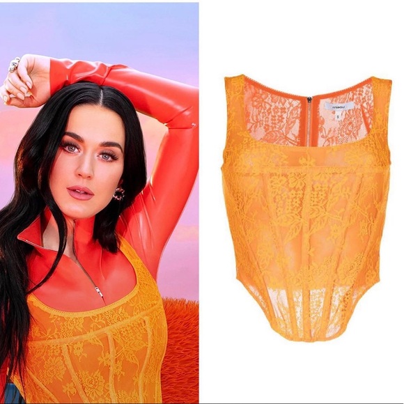Miaou | NWOT Campbell Corset Top in Tangerine Size XS - Picture 3 of 12